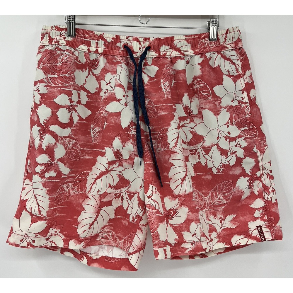 Tommy Bahama Relax Swim Trunks Men's Large Hawaiian Floral Pockets Mesh Lined